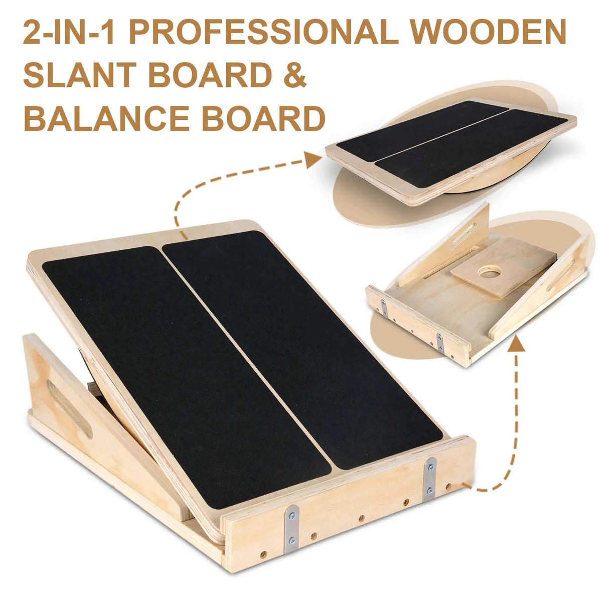 Planche inclinée et d'équilibre en bois, 2 en 1