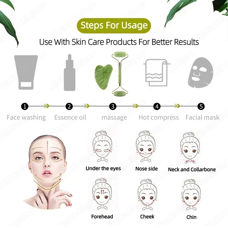 Coffret Gua Sha et rouleau de massage visage