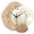 Horloge murale en bois, motif lune, silencieuse