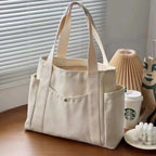 Tote bag en toile grande capacité, fermeture zippée