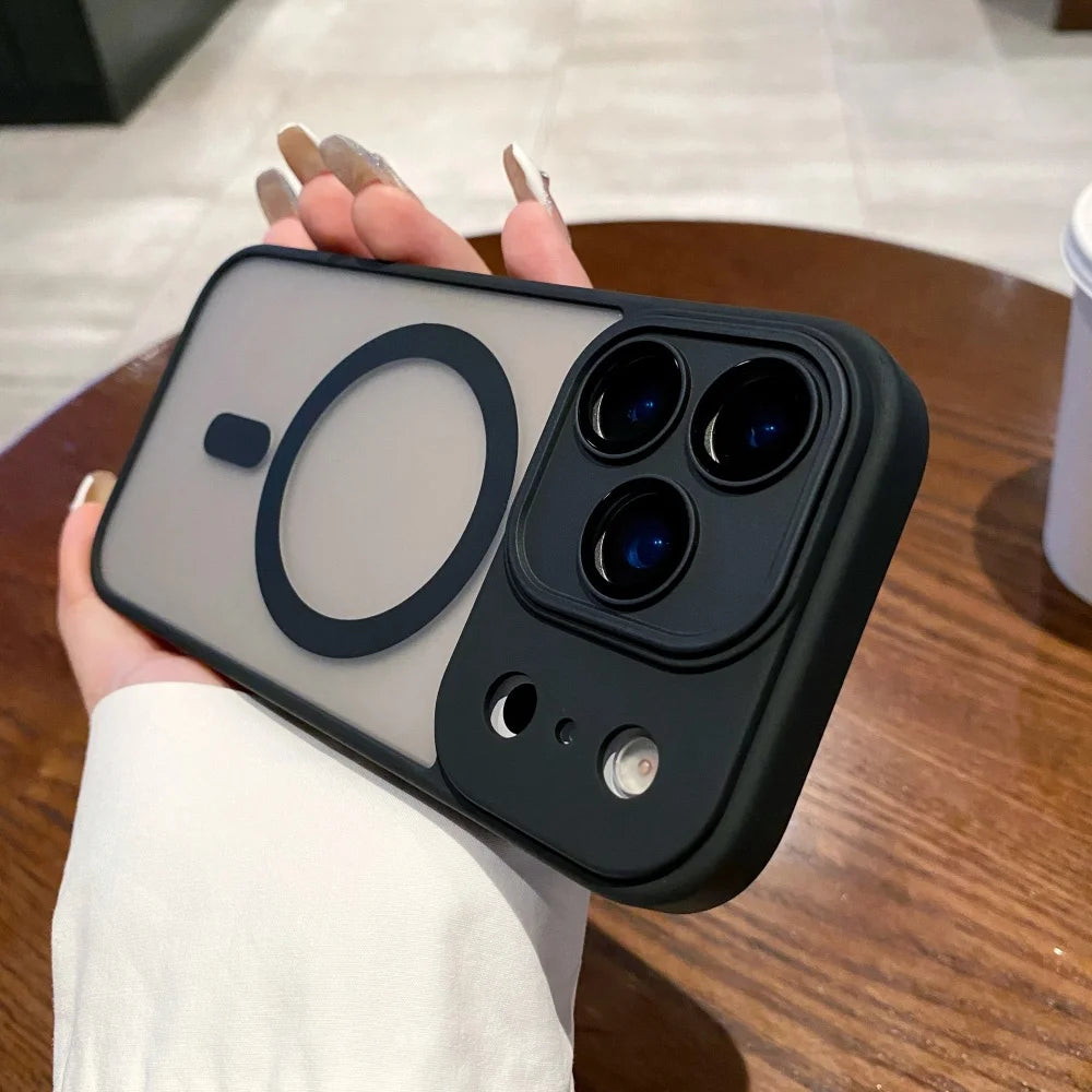 Magnetic Luxury Matte Translucent Armor Shockproof Case For iPhone 17 Pro Max Air 16 15 14 Plus 13 12 11 for Magsafe Back Cover