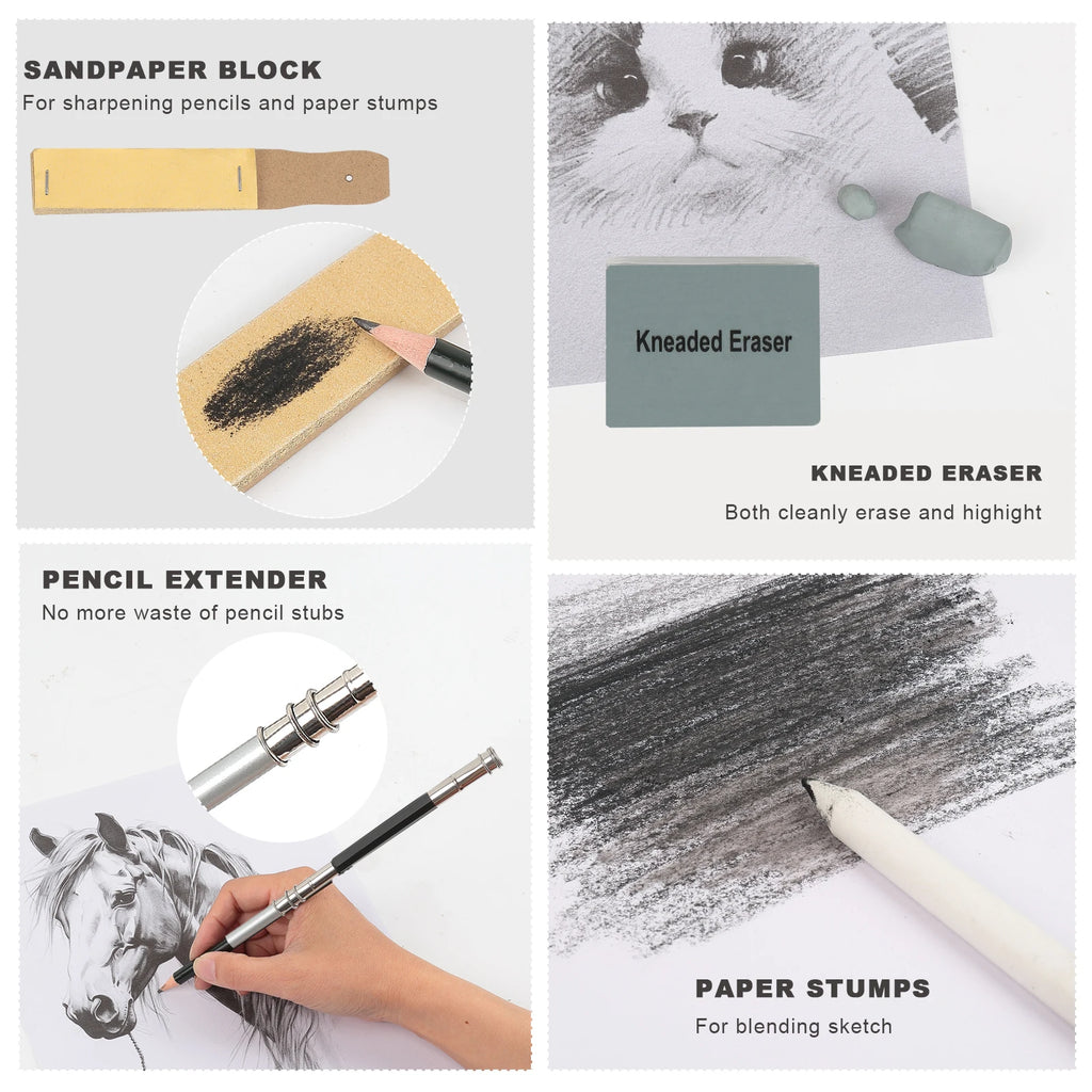 Kit de dessin et de croquis, crayons et accessoires, de 12 à 70 pièces