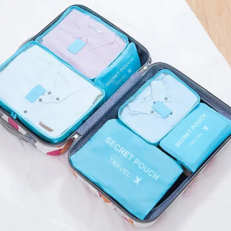 Organiseurs de valise, lot de 6 pochettes zippées