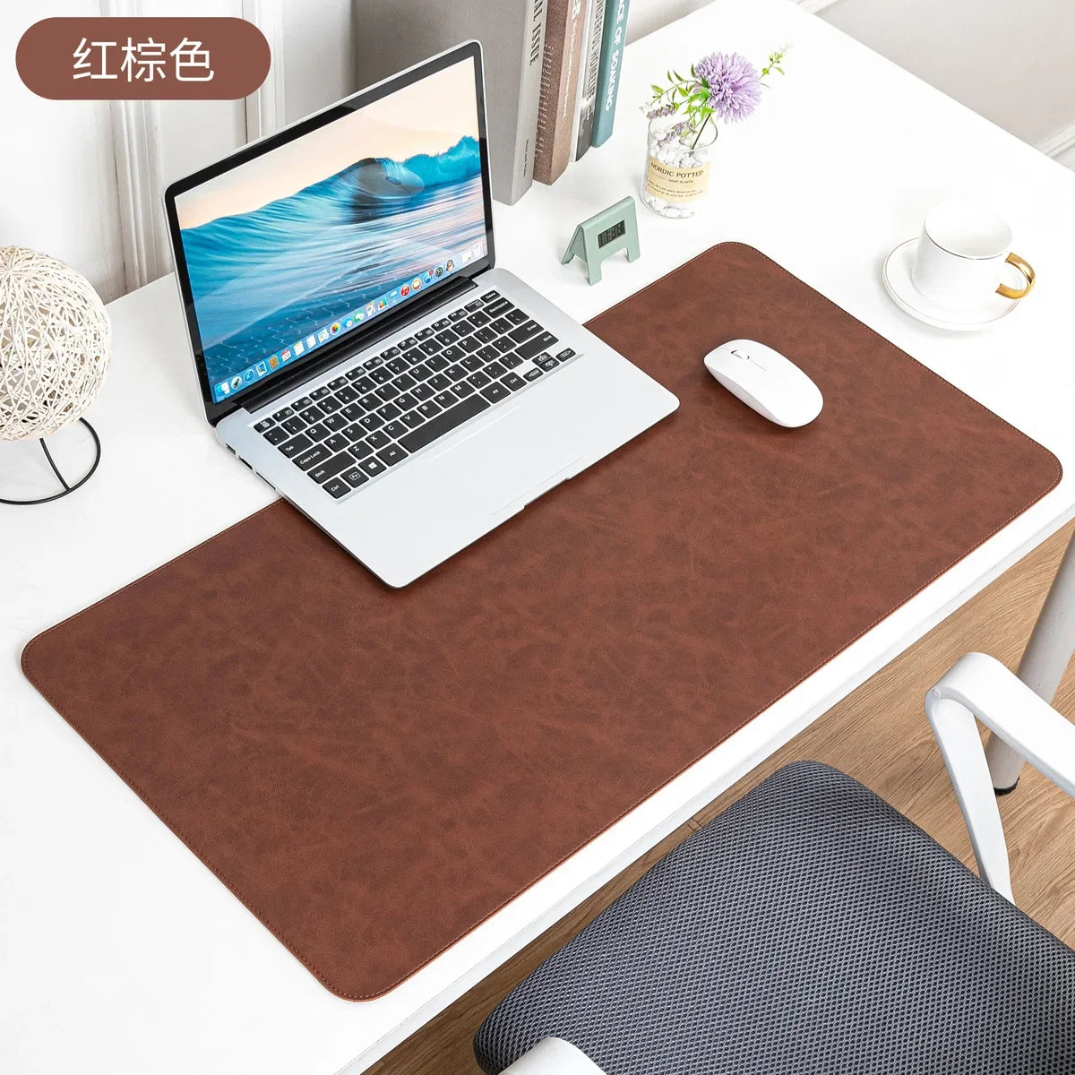Tapis de bureau en cuir PU, imperméable et antidérapant
