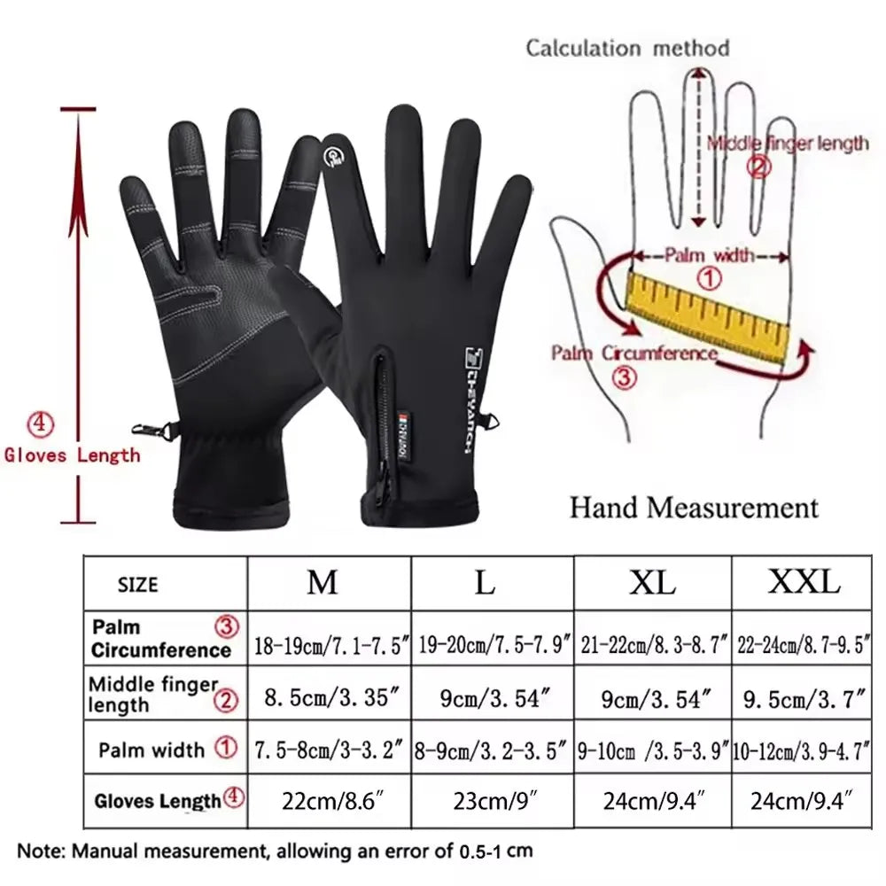 Gants d'hiver thermiques à écran tactile, coupe-vent, doublure polaire