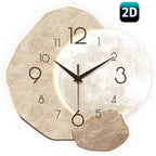 Horloge murale en bois, motif lune, silencieuse