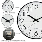 Horloge murale silencieuse, design épuré 3D