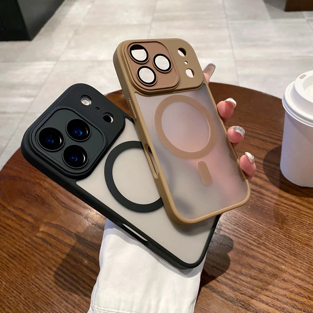 Magnetic Luxury Matte Translucent Armor Shockproof Case For iPhone 17 Pro Max Air 16 15 14 Plus 13 12 11 for Magsafe Back Cover