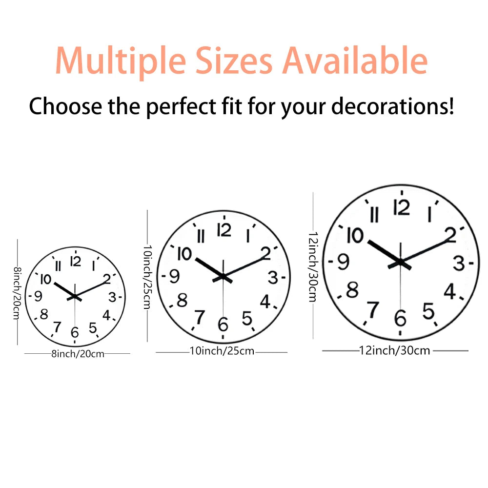 Horloge murale silencieuse, design épuré 3D