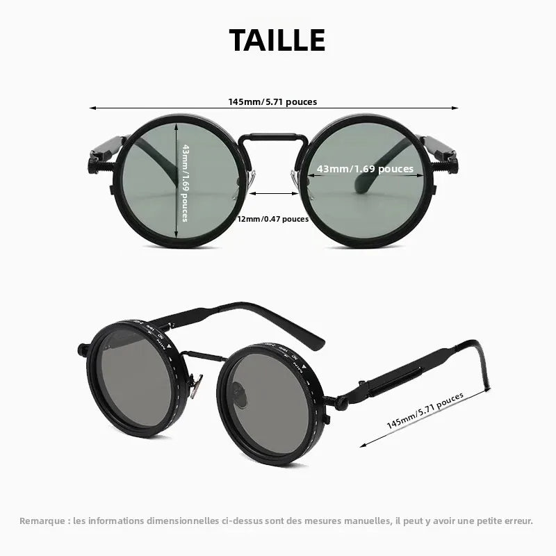 Lunettes de soleil rondes en métal, verres polarisés