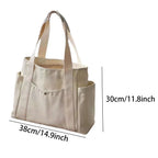 Tote bag en toile grande capacité, fermeture zippée