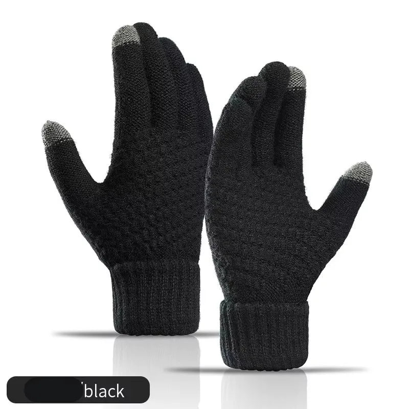 Gants tricotés à écran tactile, doigts complets, doux et extensibles