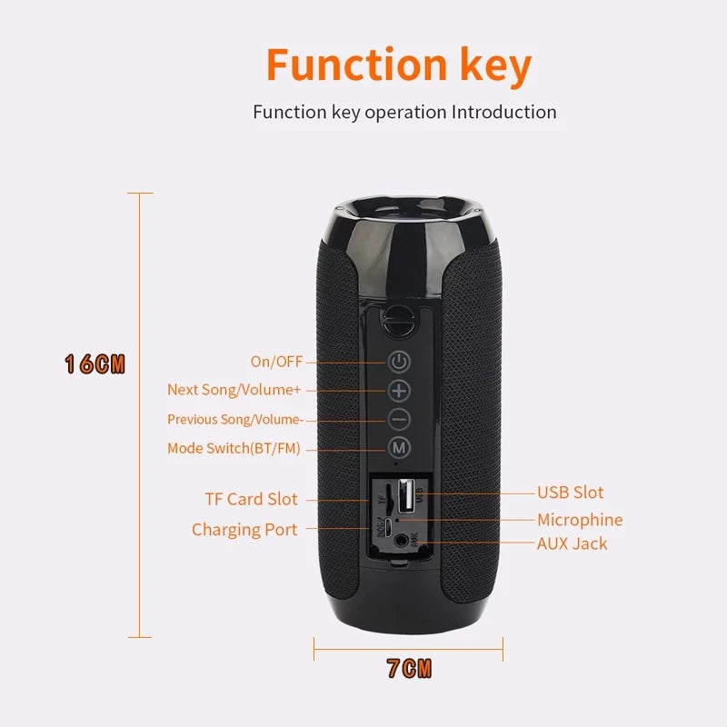 Enceinte Bluetooth portable, son stéréo et basses