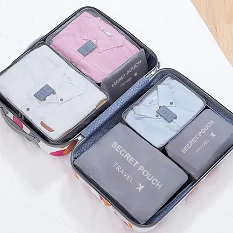 Organiseurs de valise, lot de 6 pochettes zippées
