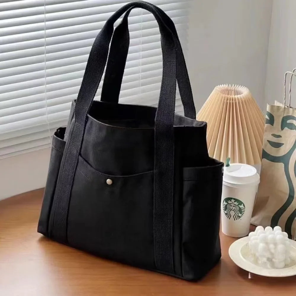 Tote bag en toile grande capacité, fermeture zippée