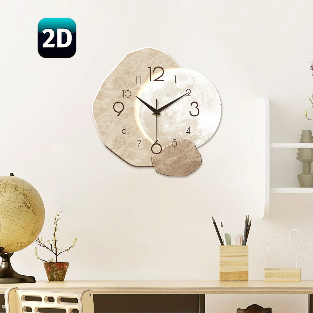 Horloge murale en bois motif lune