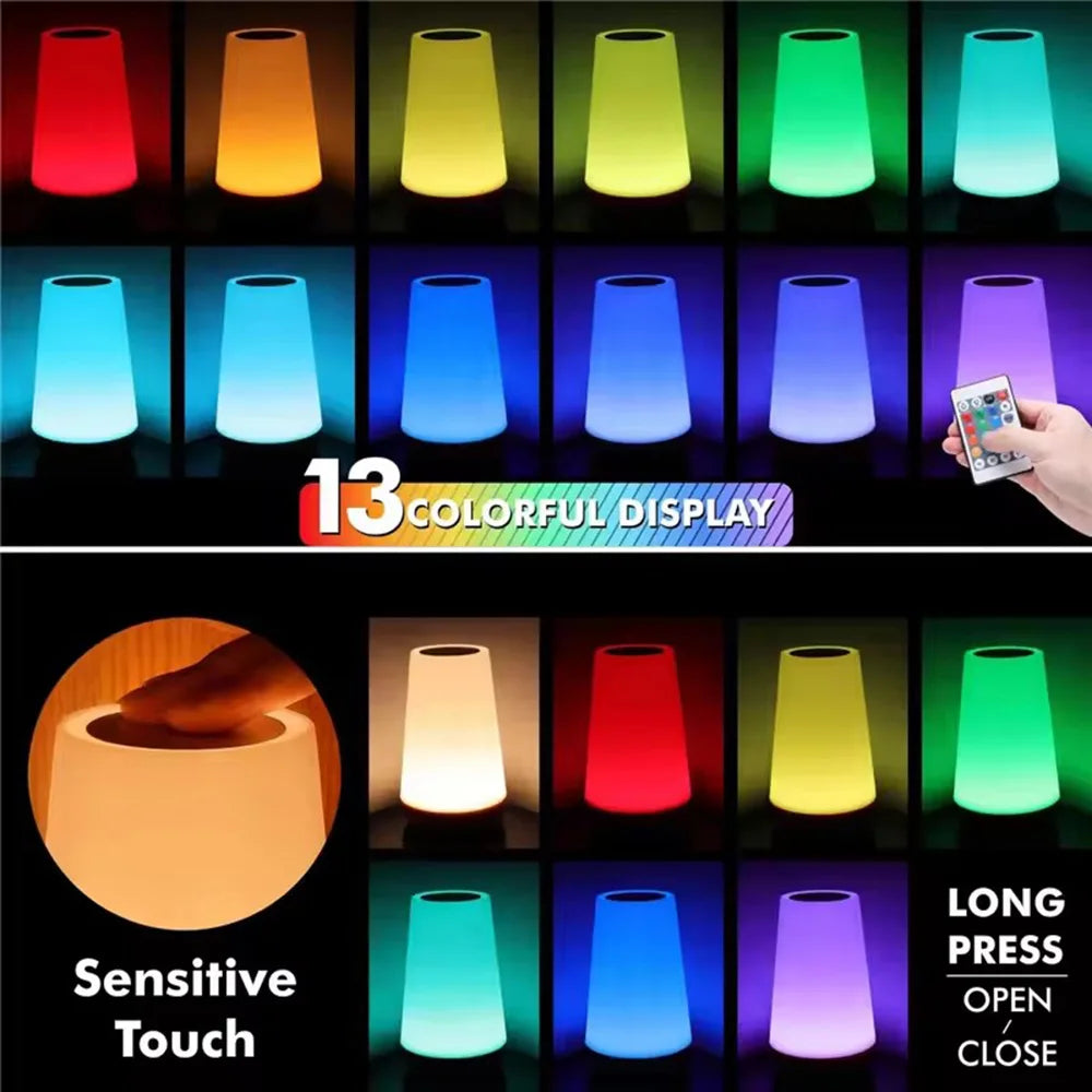Veilleuse tactile 13 couleurs avec télécommande et minuteur