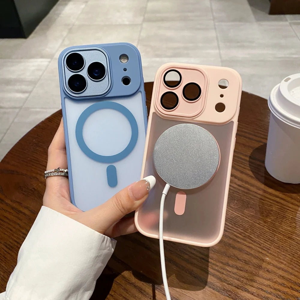 Magnetic Luxury Matte Translucent Armor Shockproof Case For iPhone 17 Pro Max Air 16 15 14 Plus 13 12 11 for Magsafe Back Cover