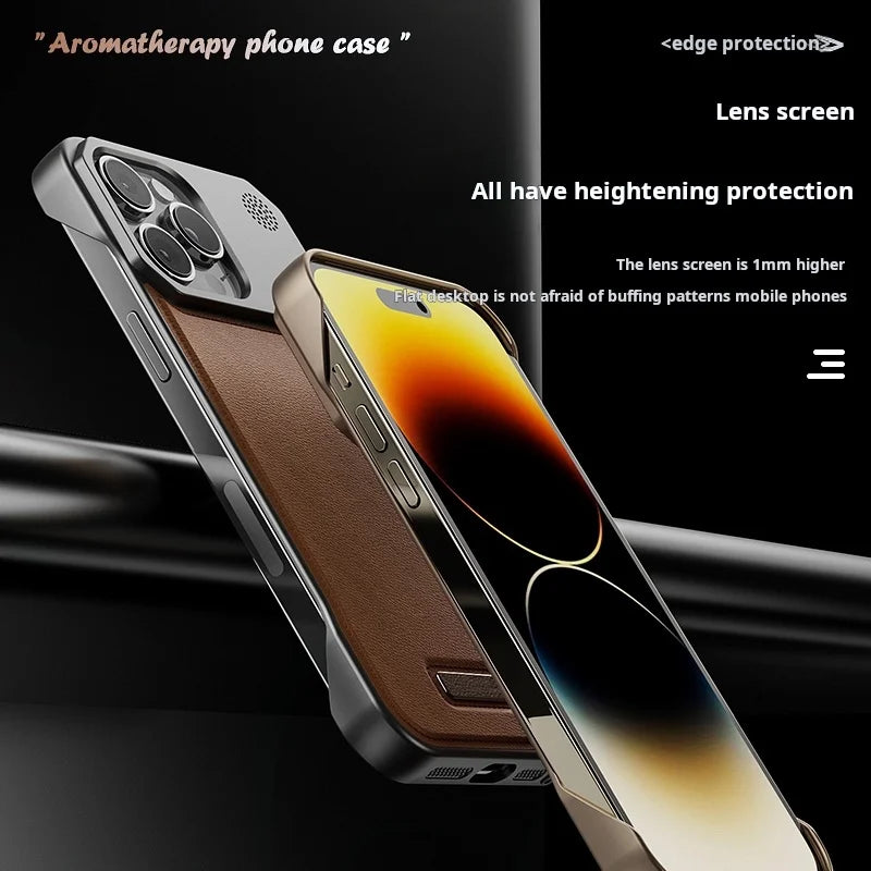 Business Aromatherapy Leather Case for iPhone 17 Air 16 15 14 Plus 13 12 11 Pro Max For Magsafe Magnetic Frameless Armor Cover