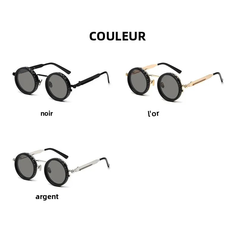 Lunettes de soleil rondes en métal, verres polarisés