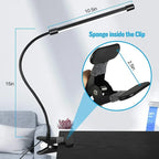 Lampe de bureau LED à pince, bras flexible