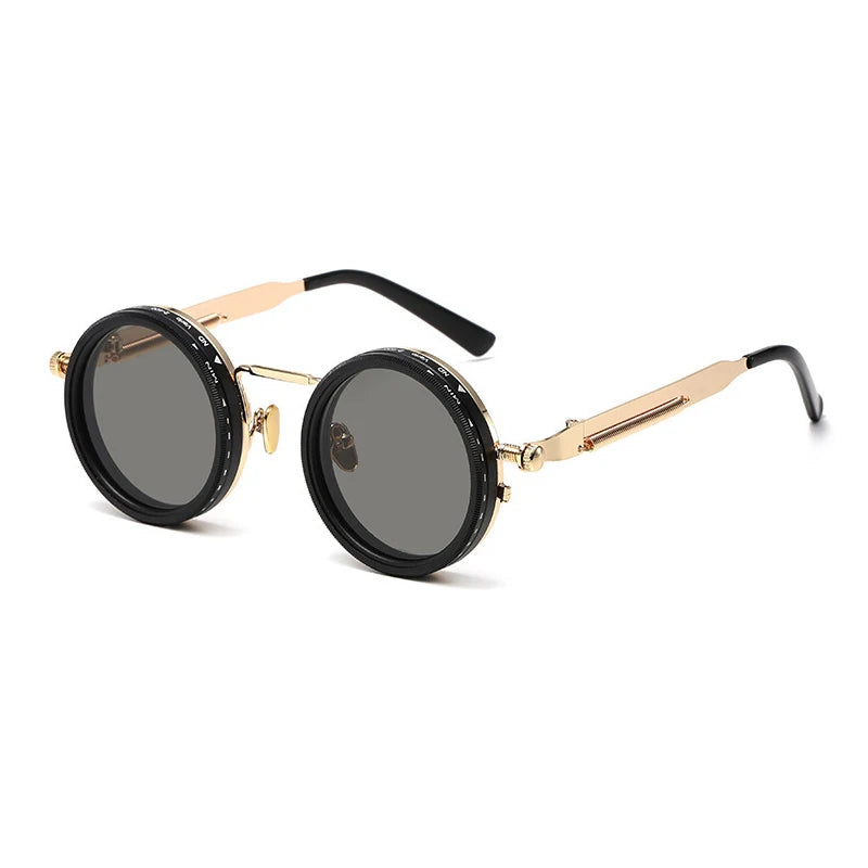 Lunettes de soleil rondes en métal, verres polarisés