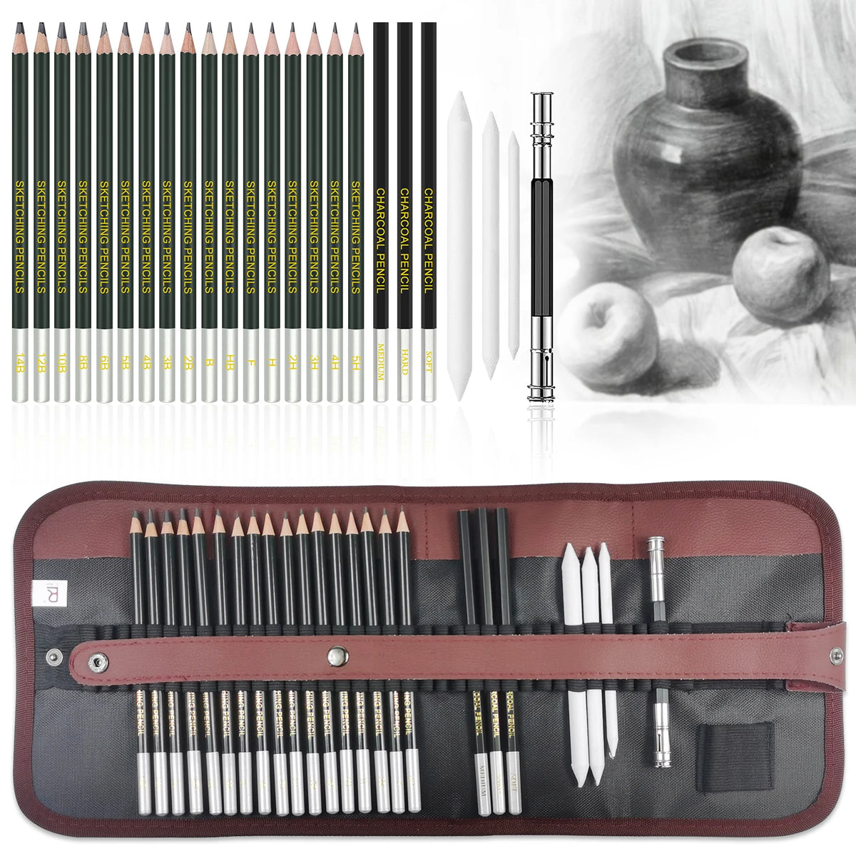 Kit de dessin et de croquis, crayons et accessoires, de 12 à 70 pièces