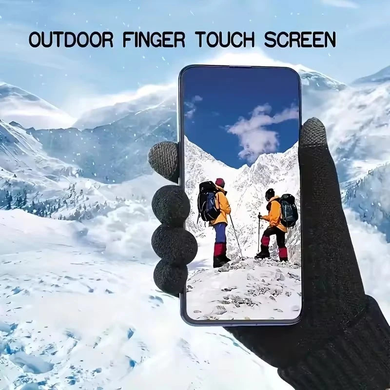 Gants tricotés à écran tactile, doigts complets, doux et extensibles