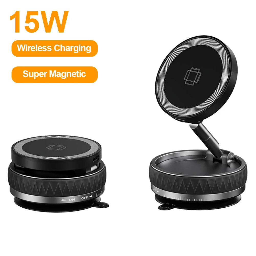 Support voiture à charge sans fil 15 W, fixation ventouse
