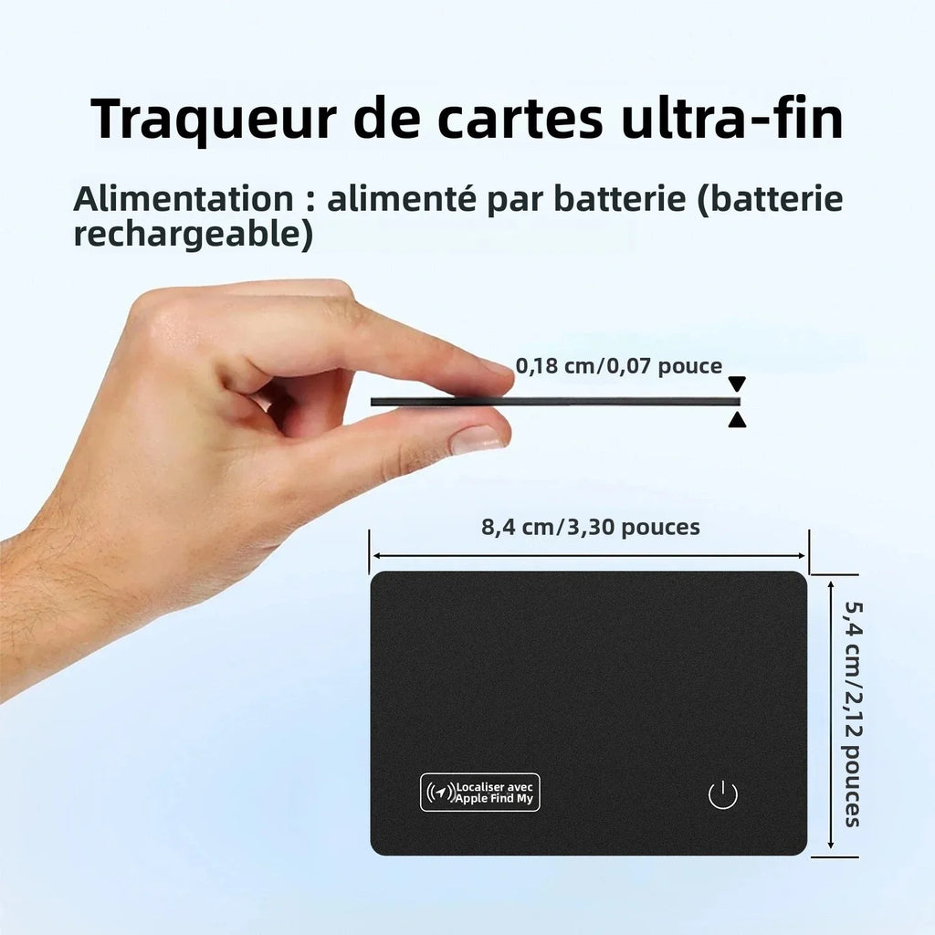 Traceur Bluetooth ultra-fin pour portefeuille, compatible Localiser (iPhone)