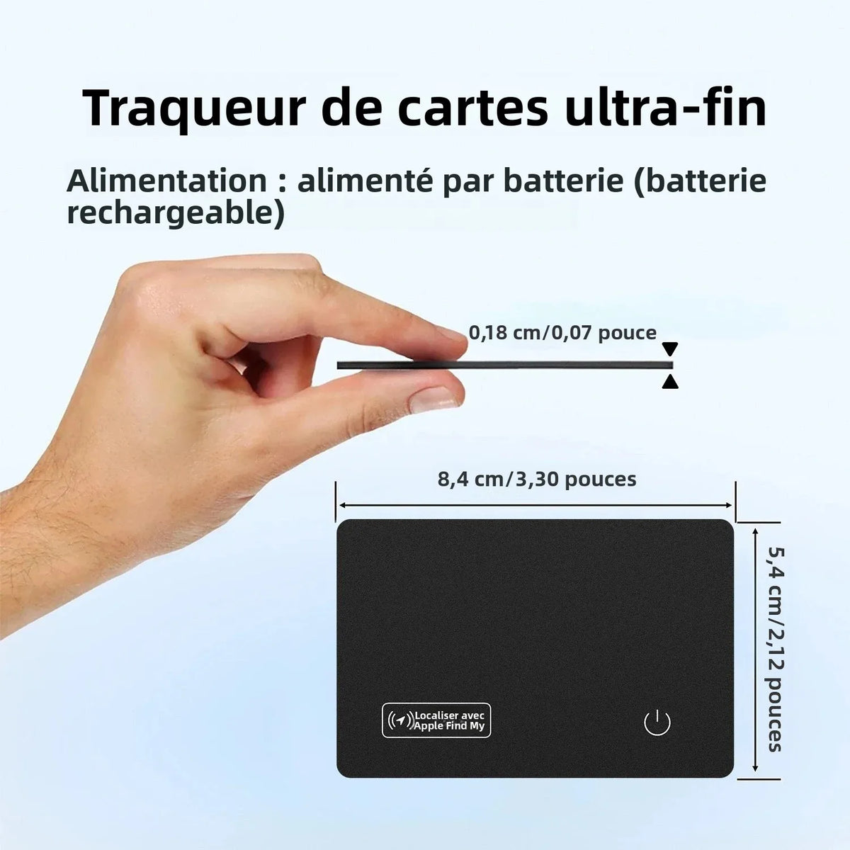 Traceur Bluetooth ultra-fin pour portefeuille, compatible Localiser (iPhone)