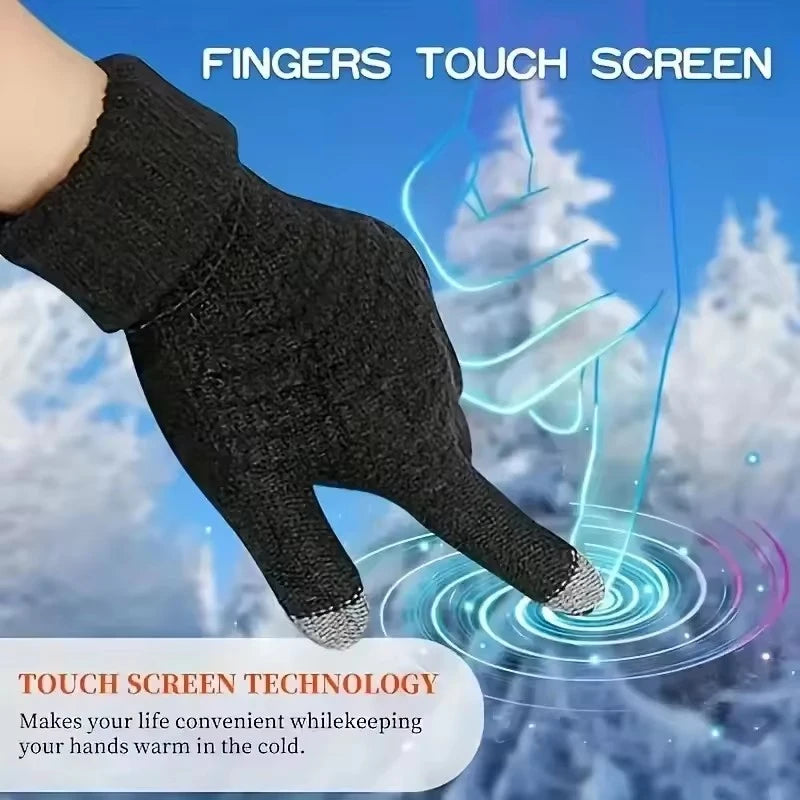 Gants tricotés à écran tactile, doigts complets, doux et extensibles