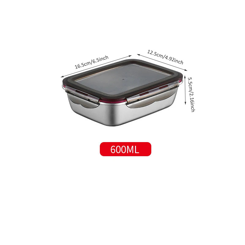 Boîte bento en acier inoxydable 304, hermétique, de 220 ml à 2,9 L