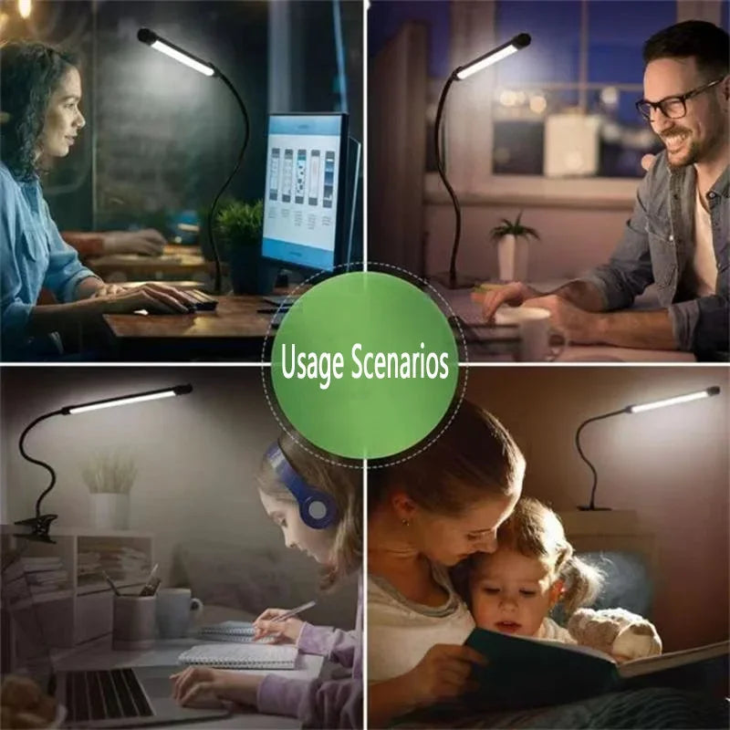 Lampe de bureau LED à pince, bras flexible