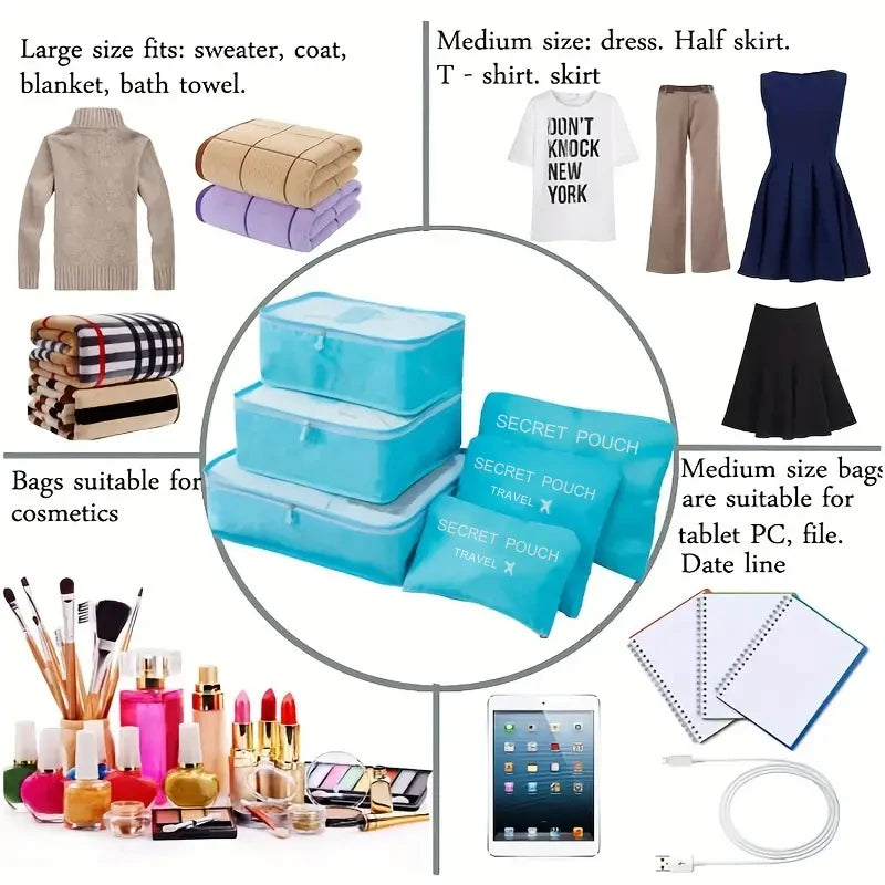 Organiseurs de valise, lot de 6 pochettes, vue 2